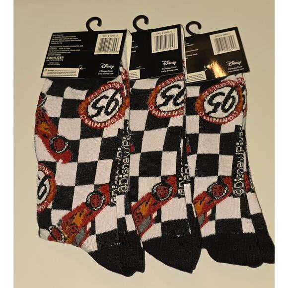 Three Pairs Disney Pixar Cars Crew Socks Adult Sizes 9-13 - Picture 1 of 6